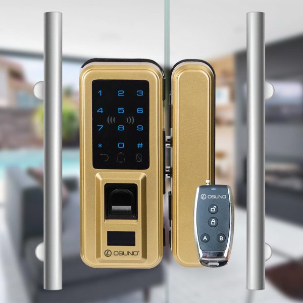 khoa van tay cua kinh co remote mau den