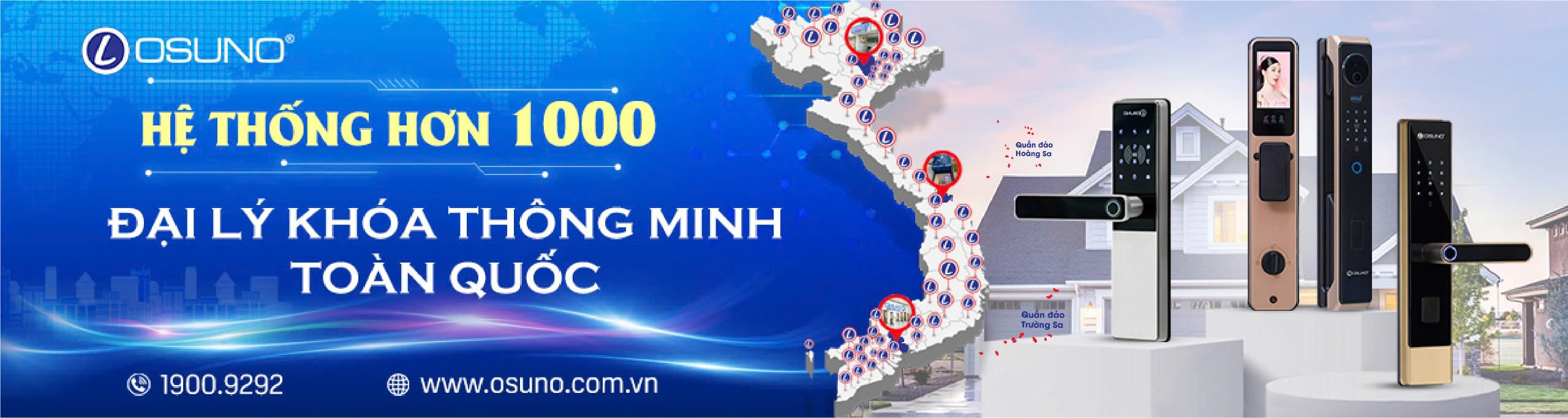 Hệ thống hơn 1000 đại lý khóa thông minh OSUNO trên toàn quốc