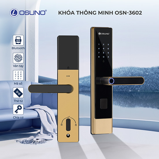 Khoá vân tay cửa gỗ OSN-3602 6 chức năng mở khoá